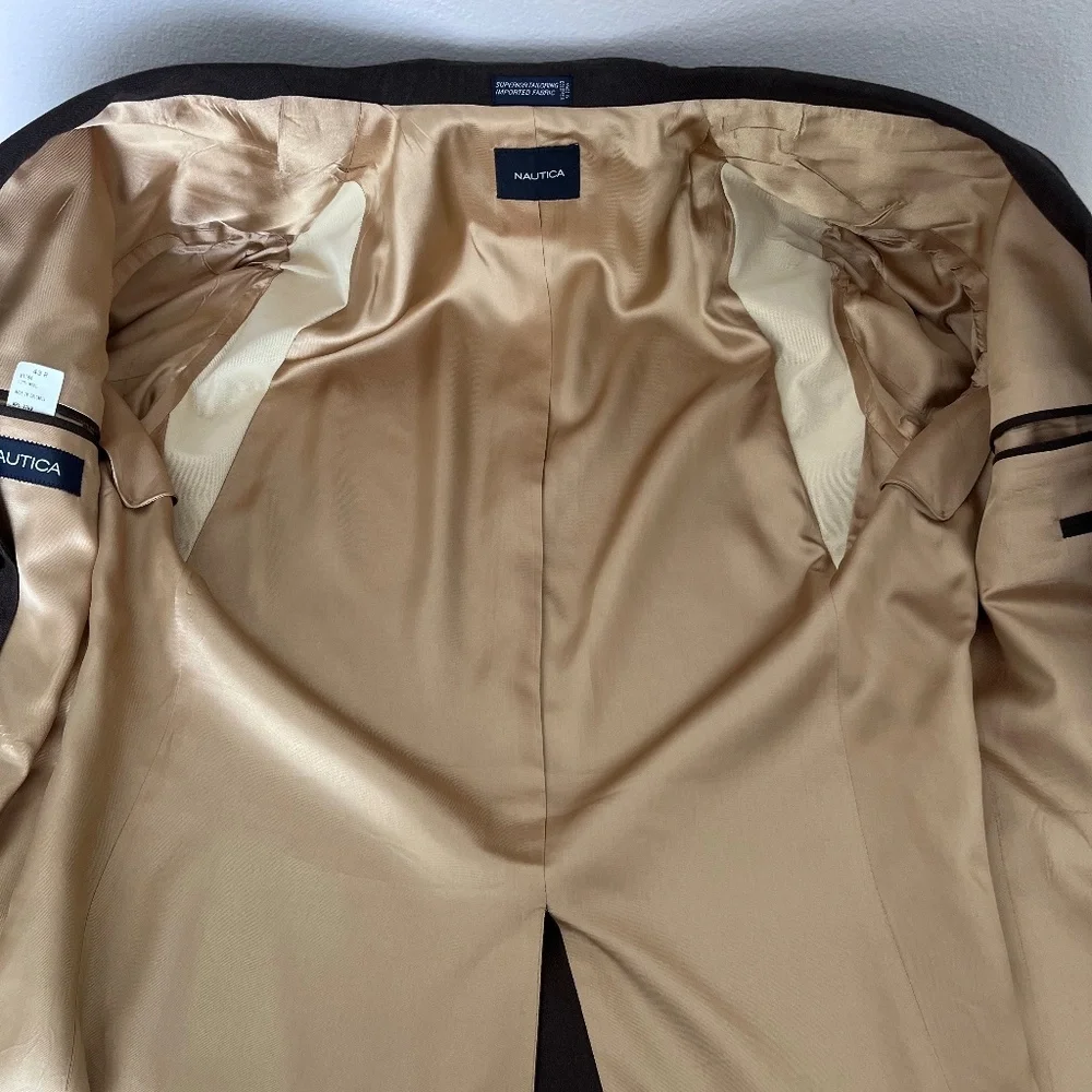 Nautica Men’s Brown Modern-Fit Suit Jacket size 43R